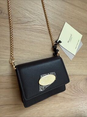 NWT Moncrief London Black Leather Crossbody Bag
